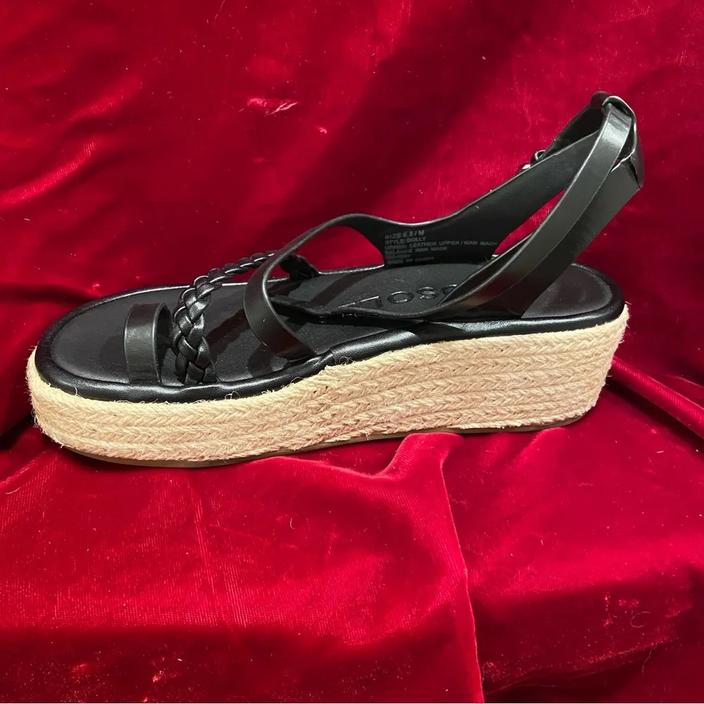 AEROSOLES PLATFORM BLACK AND TAN ESPADRILLES SANDALS -  WOMEN Size 6.5 - Picture 2 of 4